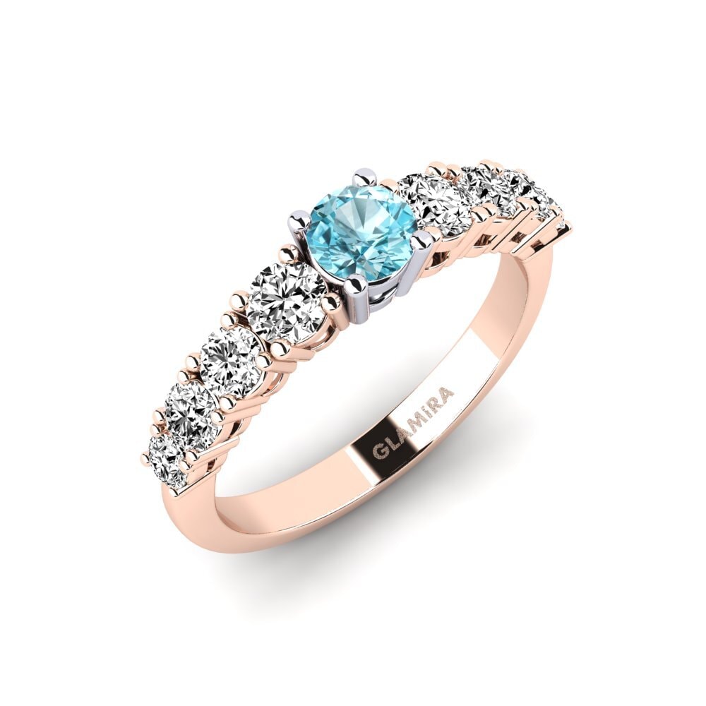 14k Oro Rosa & Blanco Circón Azul Anillo de compromiso Lilyanna