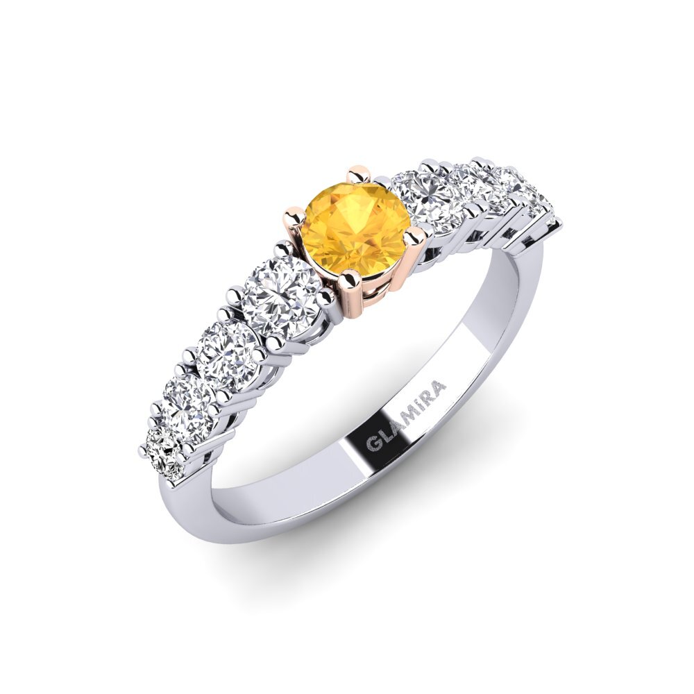 18ct White & Rose Gold Citrine Engagement Ring Lilyanna