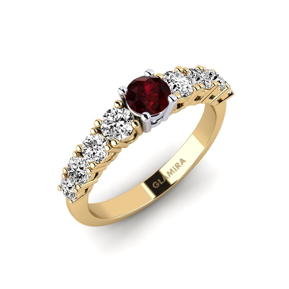 14k Oro Amarillo/Blanco Granate Anillo de compromiso Lilyanna