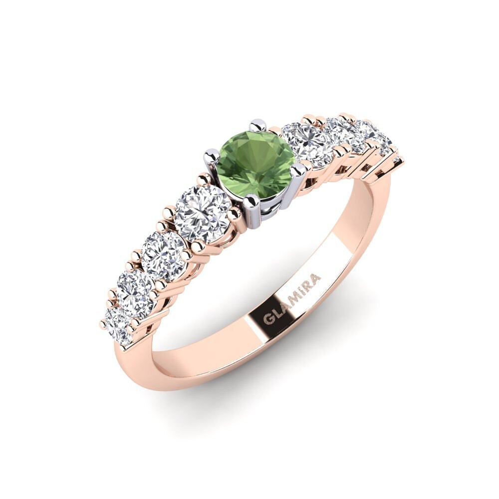 14ct Rose & White Gold Green Sapphire Engagement Ring Lilyanna