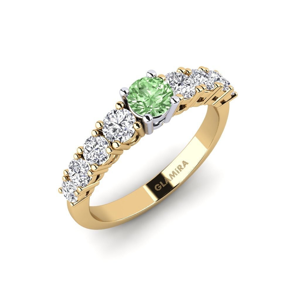 9ct Yellow & White Gold Green Diamond Engagement Ring Lilyanna