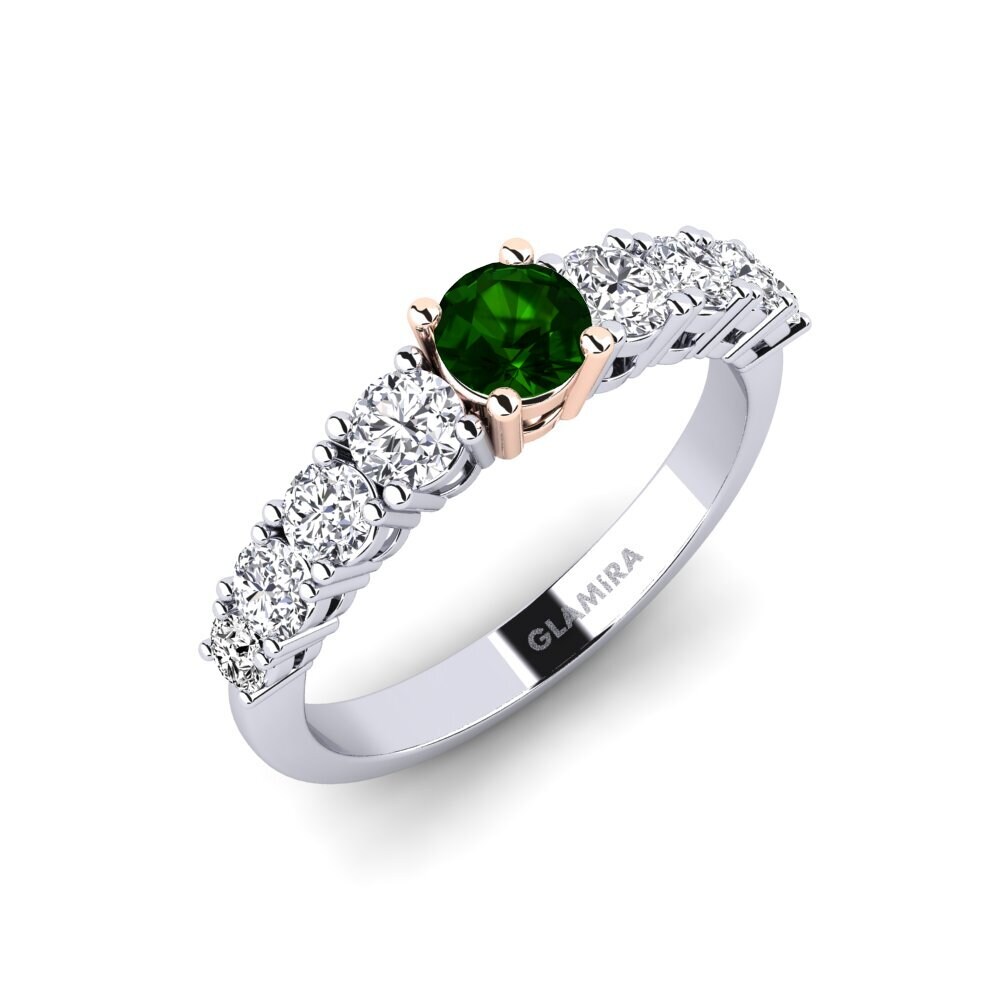 18ct White & Rose Gold Green Tourmaline Engagement Ring Lilyanna