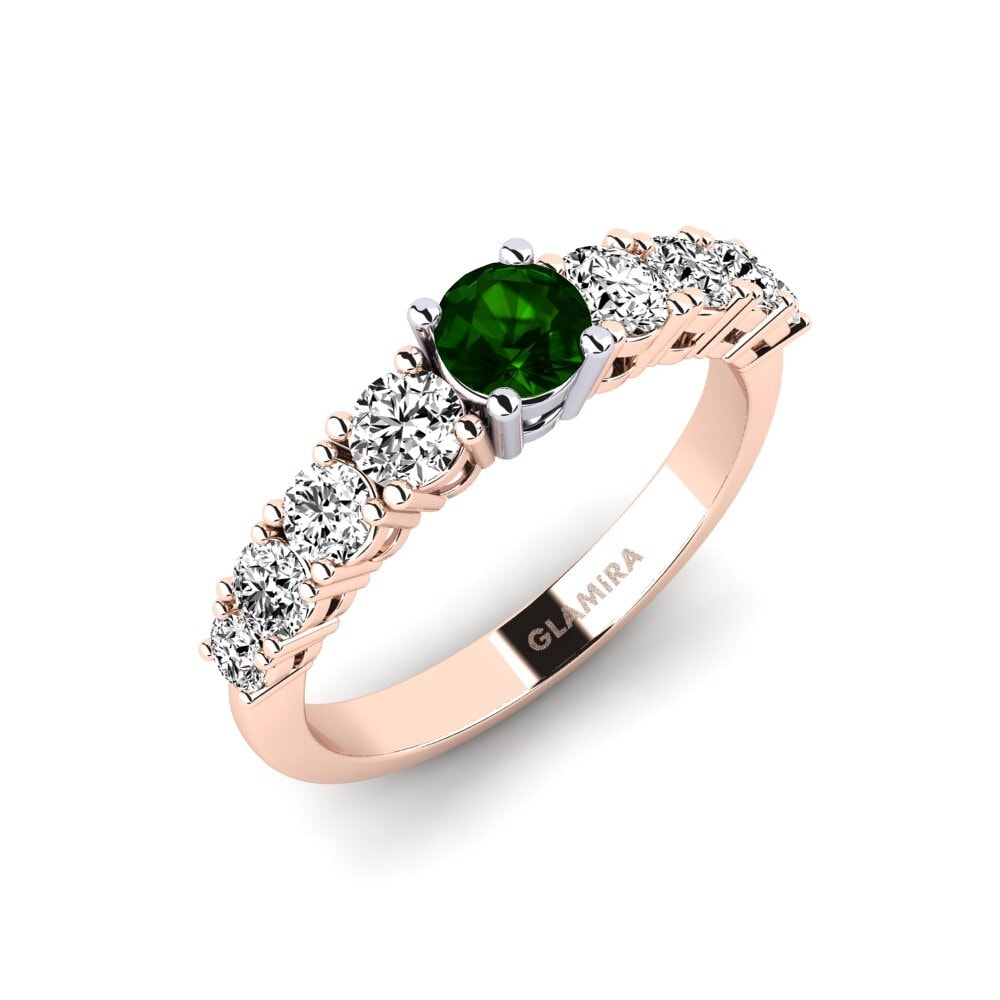 14ct Rose / White Gold Green Tourmaline Engagement Ring Lilyanna