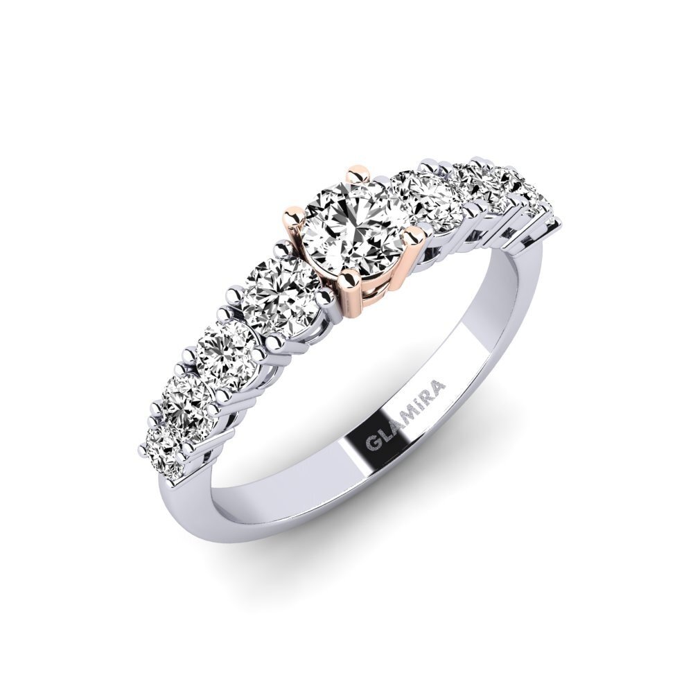 14k Oro Blanco / Rosa Moissanita Anillo de compromiso Lilyanna
