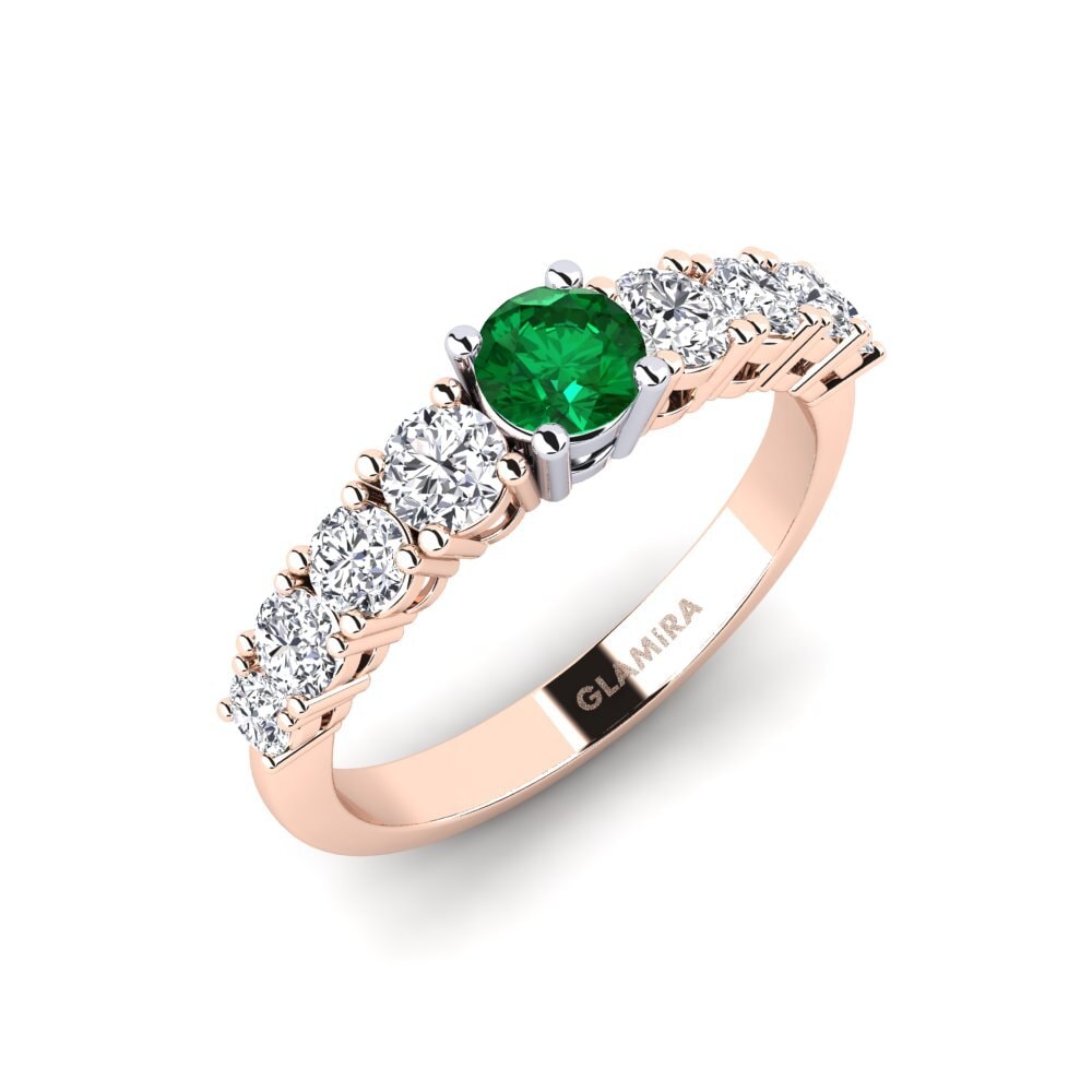 14ct Rose & White Gold Emerald (Lab Created) Engagement Ring Lilyanna