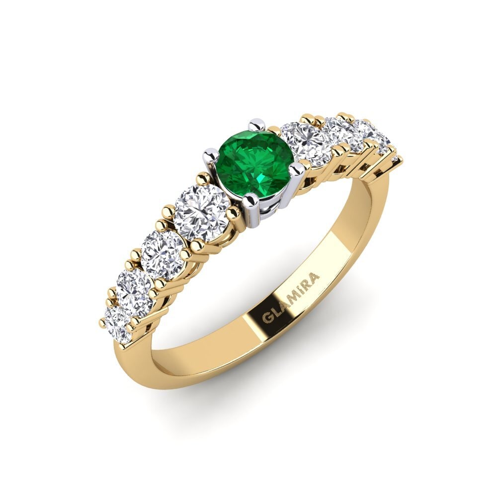 14k Yellow & White Gold Emerald (Lab Created) Engagement Ring Lilyanna