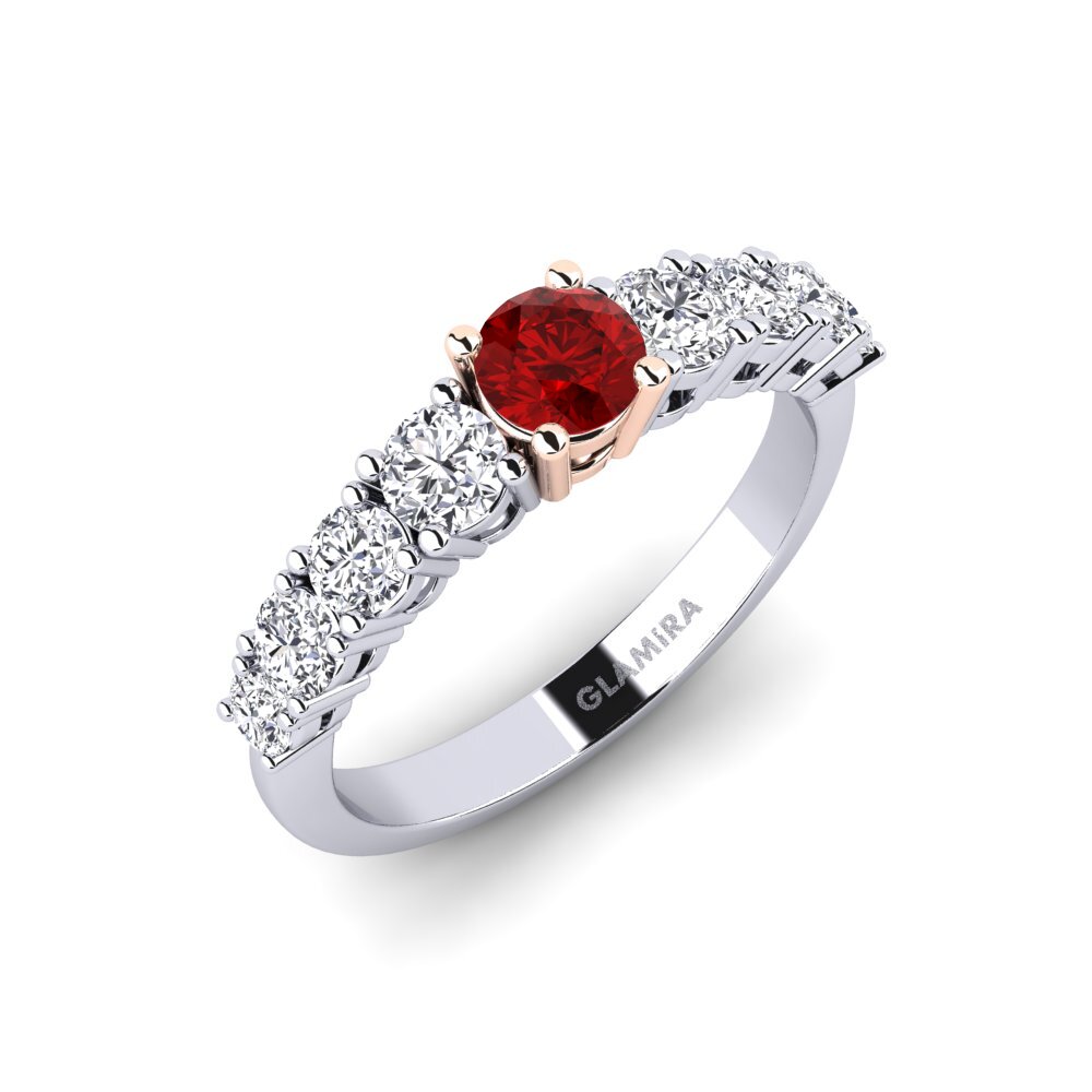 18ct White & Rose Gold Ruby (Lab Created) Engagement Ring Lilyanna