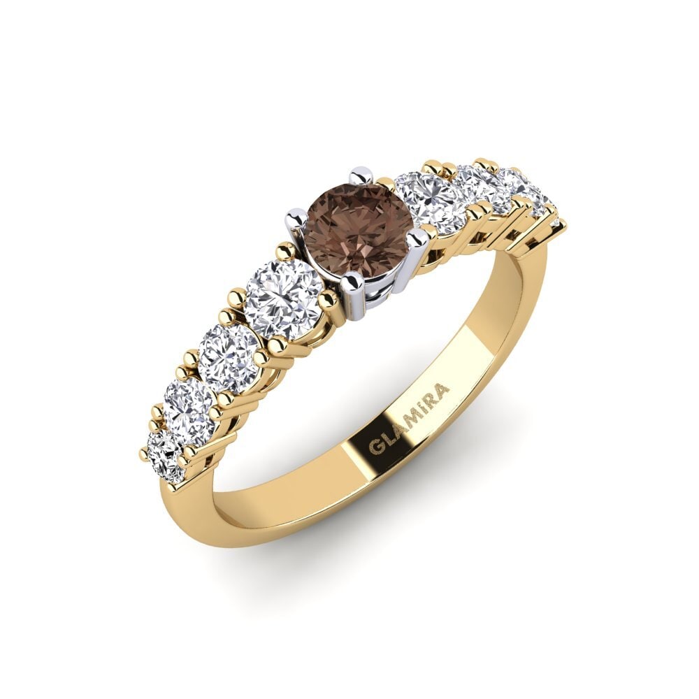 14ct Yellow & White Gold Smoky Quartz Engagement Ring Lilyanna