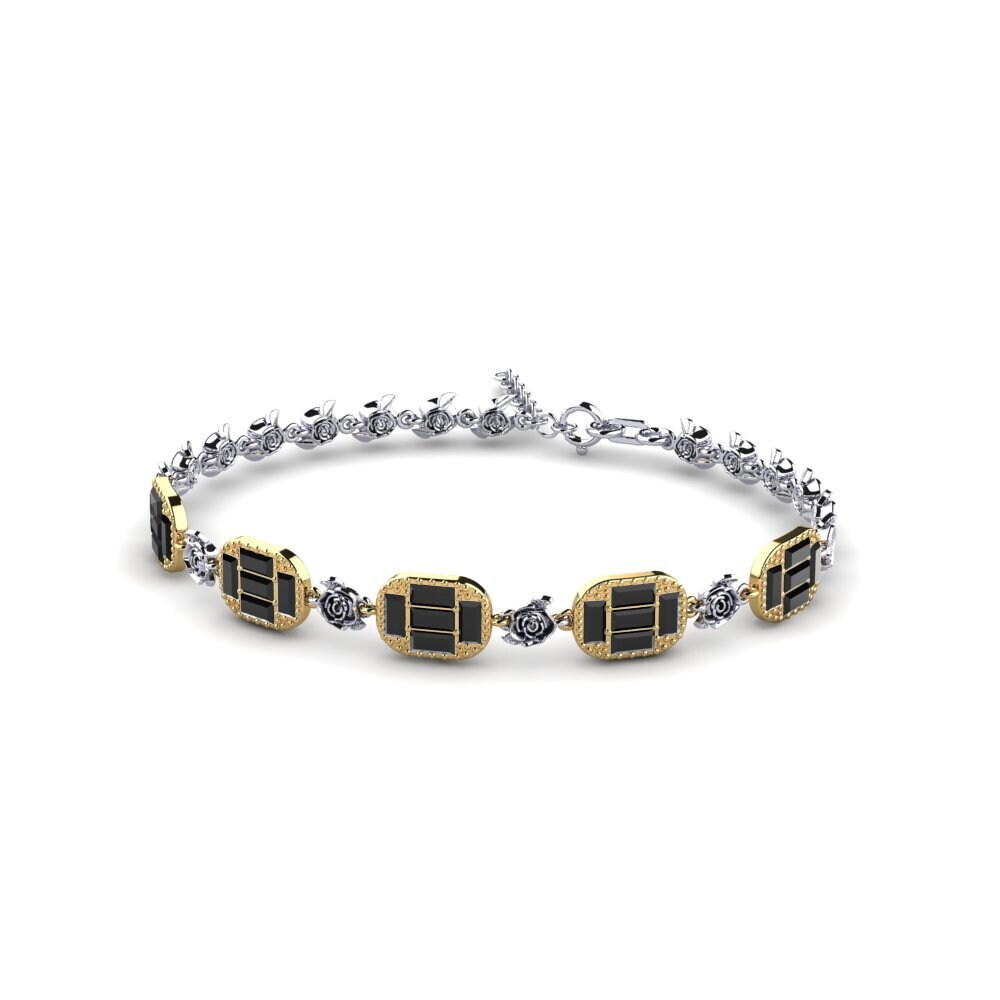 9ct White & Yellow Gold Black Diamond Women's Bracelet Limande