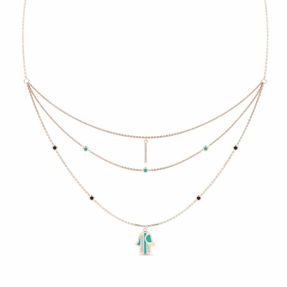 Vàng Hồng 9K Đá Sapphire Đen Dây chuyền nữ Limjae