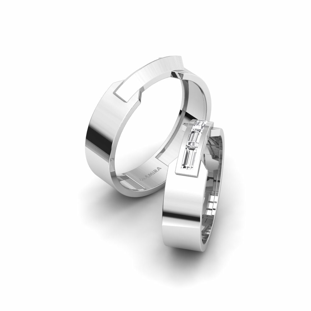 Fancy Wedding Rings Limoges Pair 585 White Gold White Sapphire
