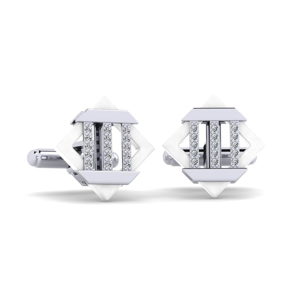 14ct White Gold Cufflink Lindberg