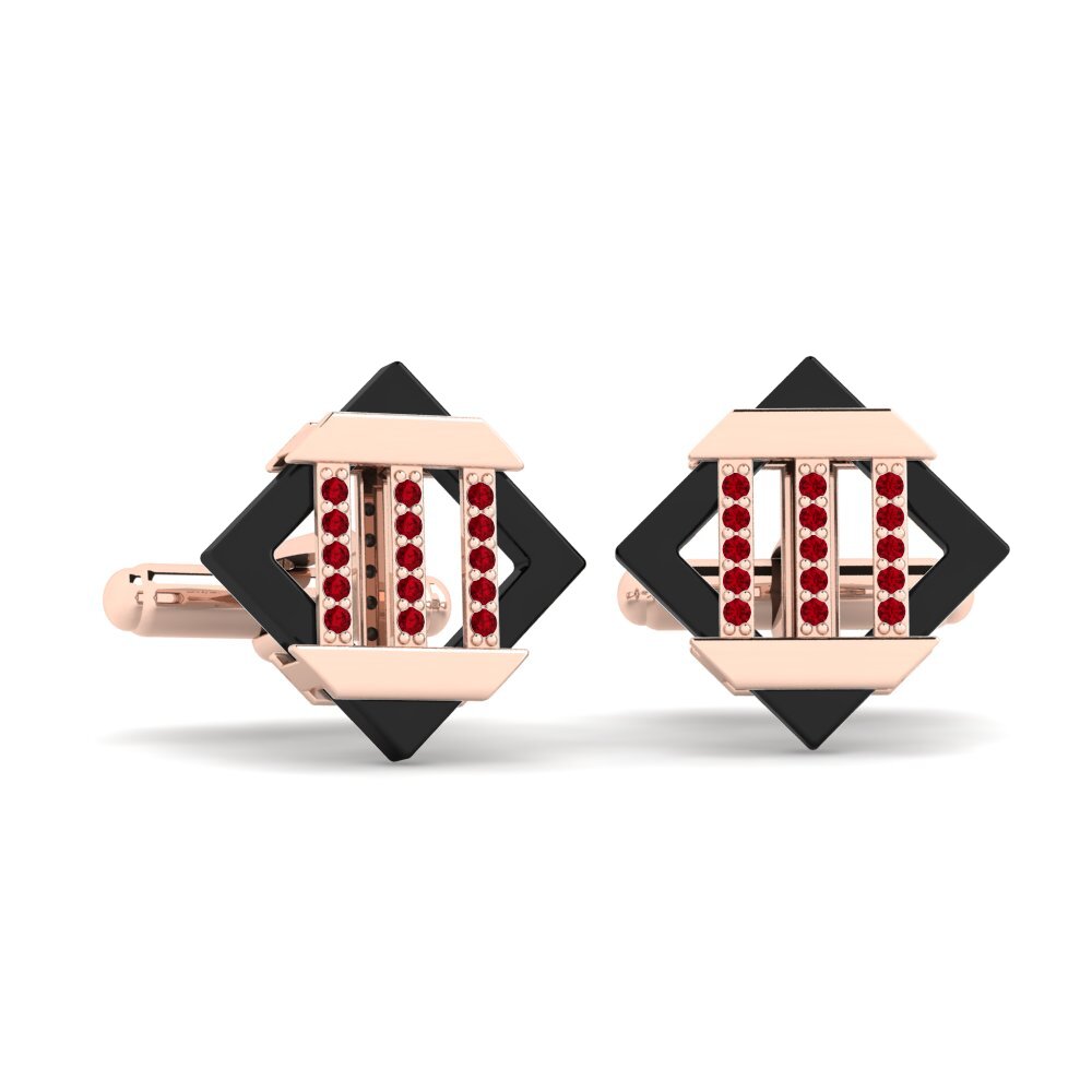 14k Oro Rosa Circonita Roja Gemelo Lindberg
