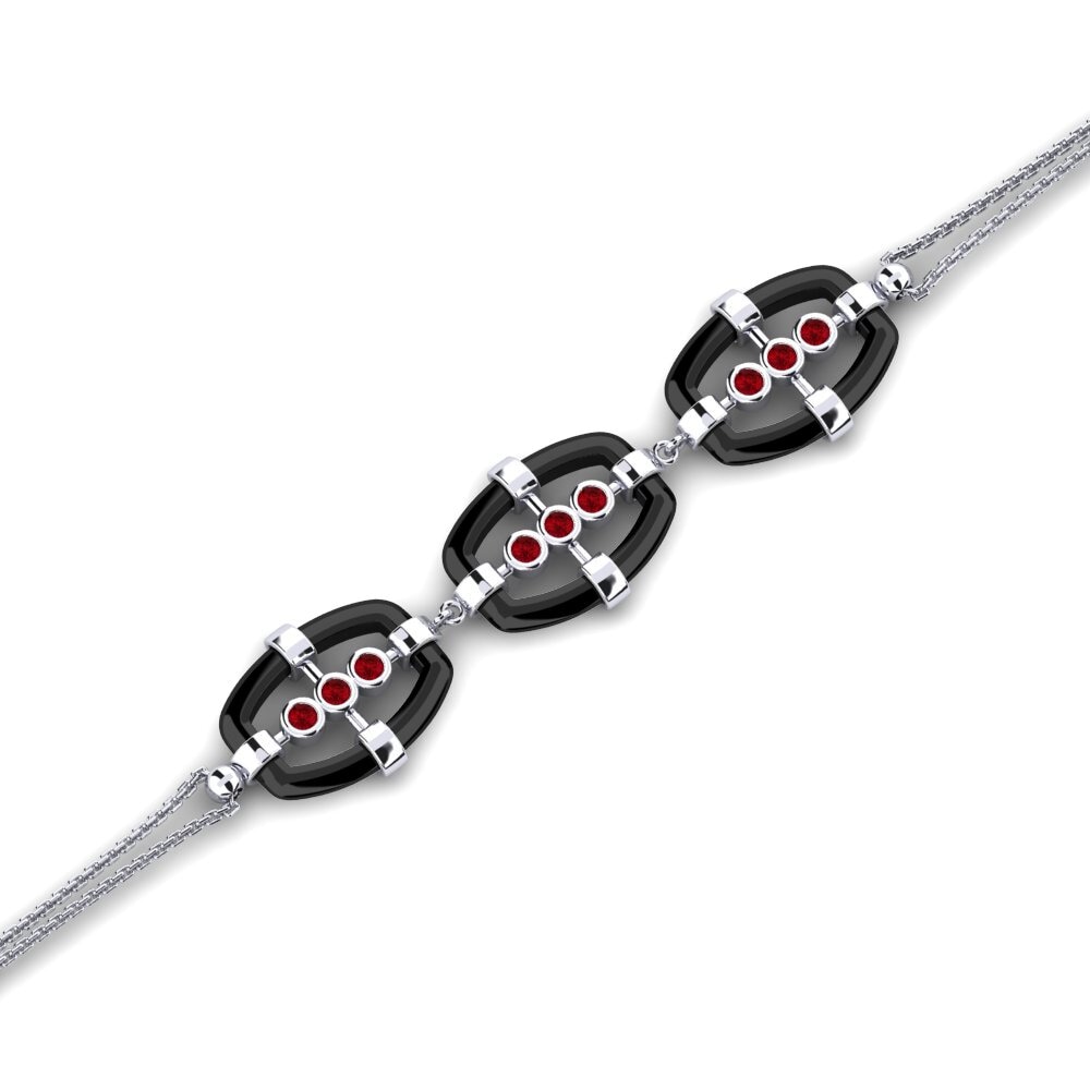 950 Palladium Red Zirconia Women's Bracelet Lindita