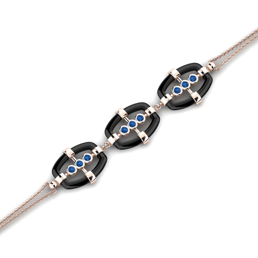 14K Rose Gold Dark Blue Zirconia Bracelet Lindita