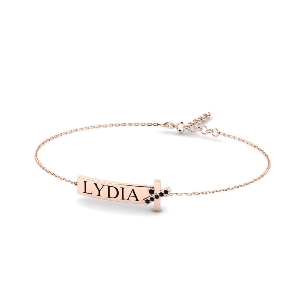 14ct Rose Gold Black Sapphire Women's Bracelet Linerinen