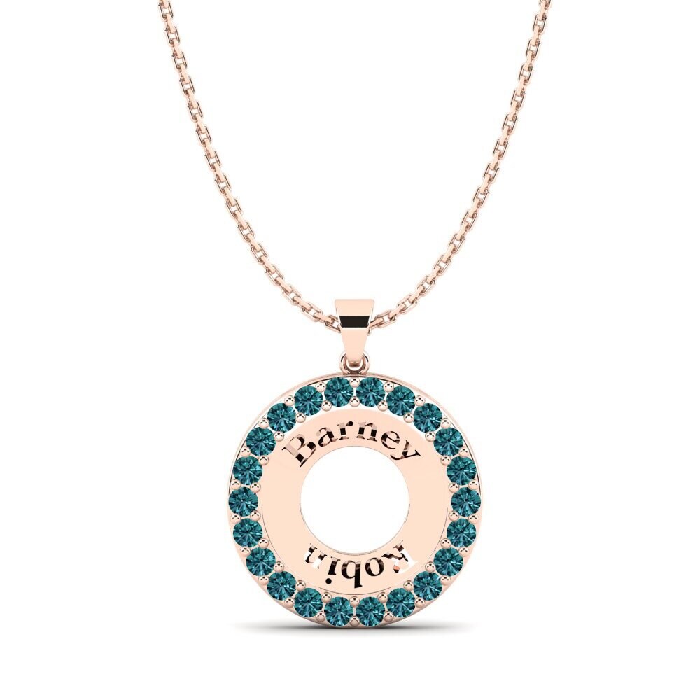 Rotgold 585 Blauer Diamant Damen anhänger Ling