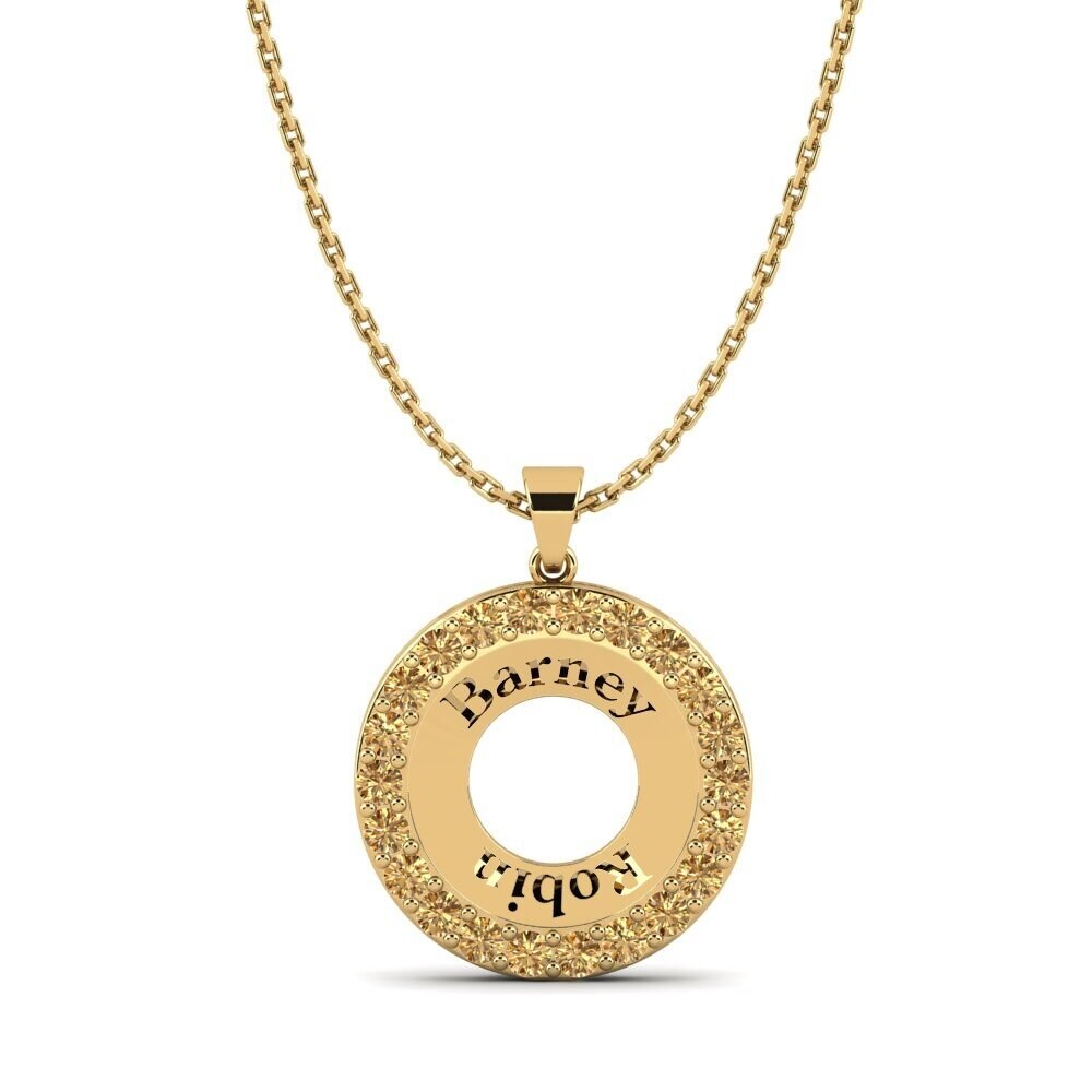 14k Oro Amarillo Diamante Marrón Colgante de Mujer Ling