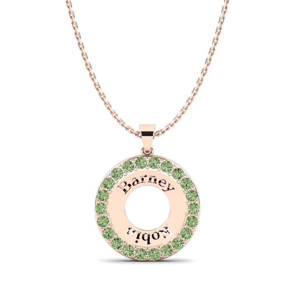 Rotgold 585 Grüner Diamant Damen anhänger Ling