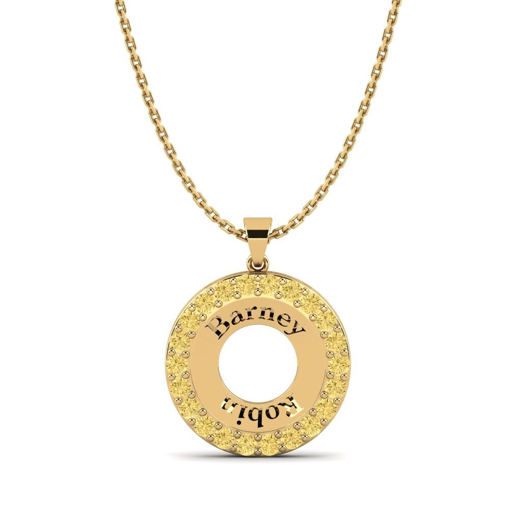 14k Oro Amarillo Diamante Amarillo Colgante de Mujer Ling