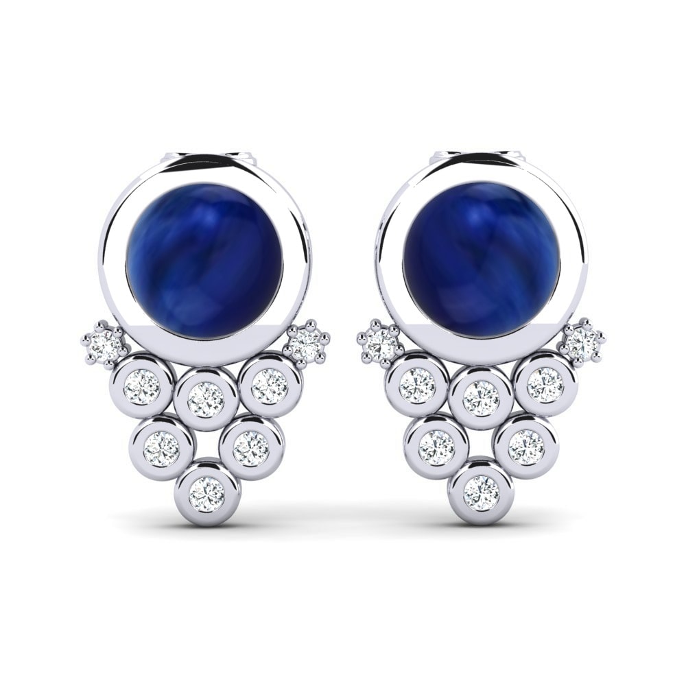 Cabochon Cabochon Earrings GLAMIRA Linka 585 White Gold Sapphire (Lab Created)