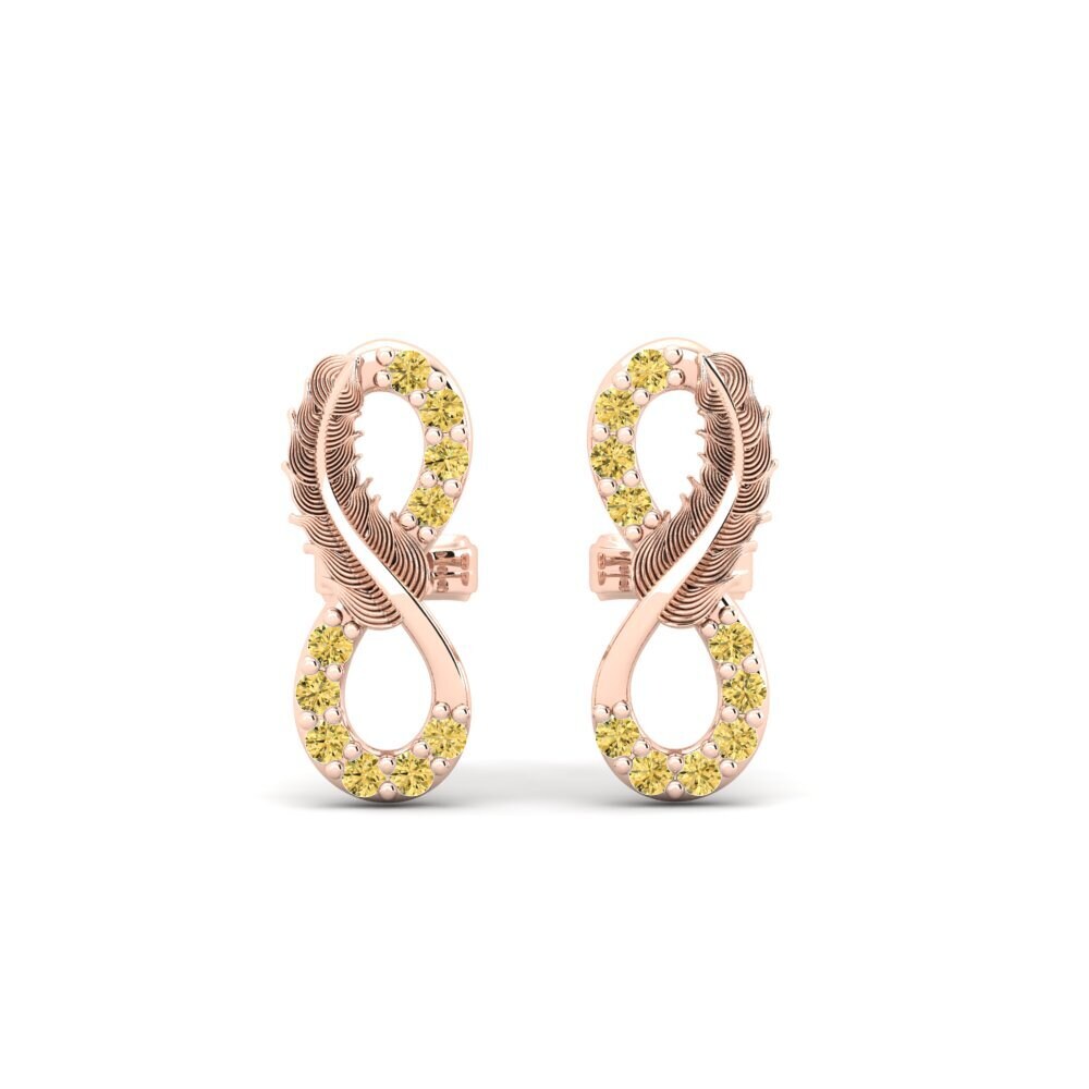 14ct Rose Gold Yellow Diamond Women's Earring Linstant