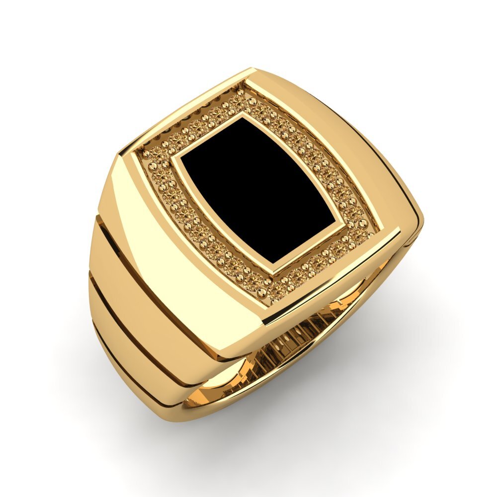 18ct Yellow Gold Brown Diamond Men's Ring Lioone