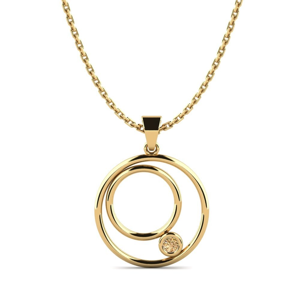 14k Yellow Gold Brown Diamond Women's Pendant Liossa