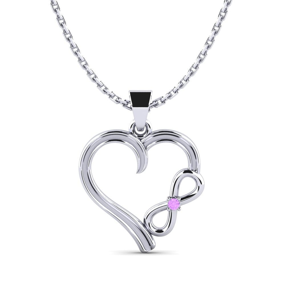 Plata 925 Amatista Colgante de Mujer Lisa