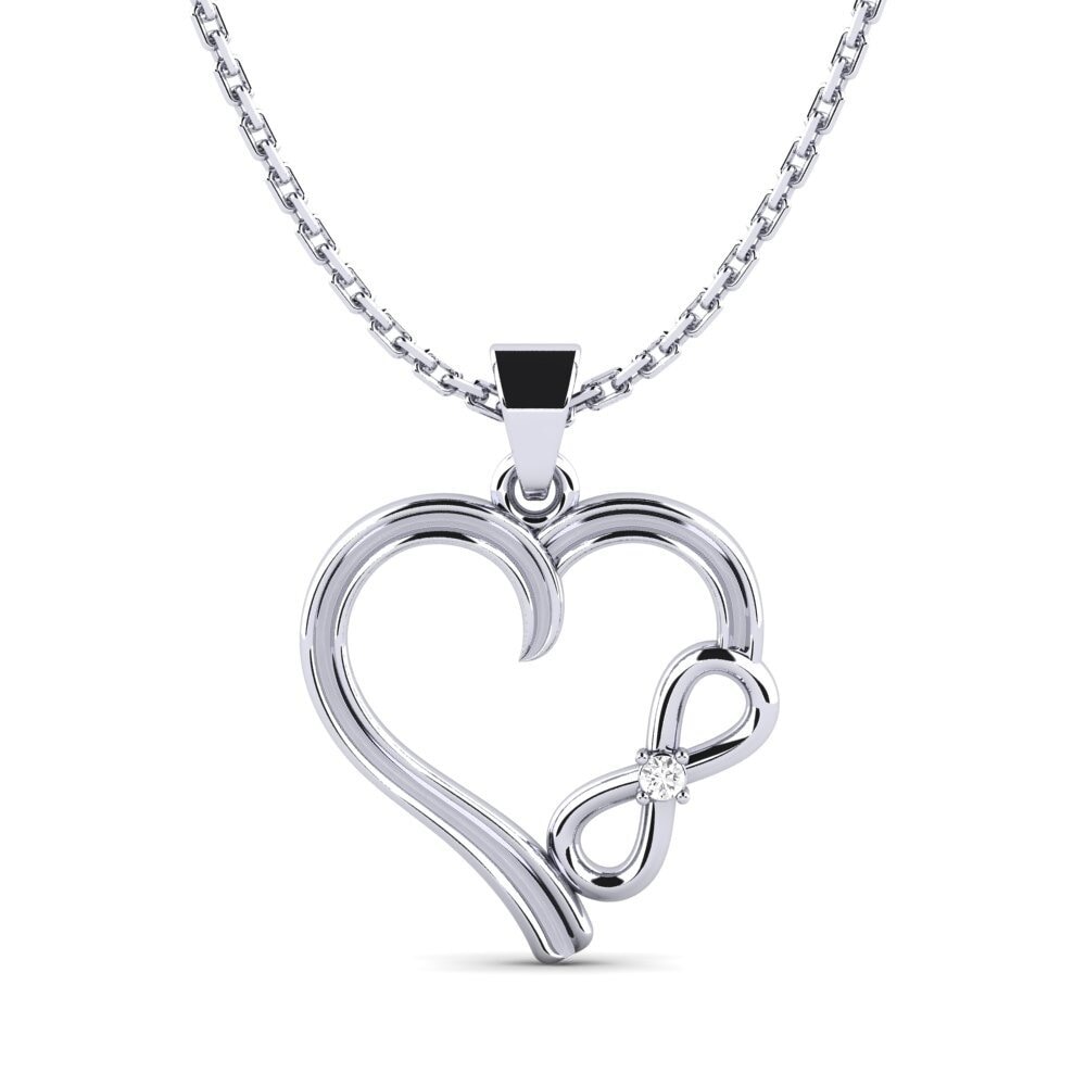 Plata 925 Zafiro blanco Colgante de Mujer Lisa