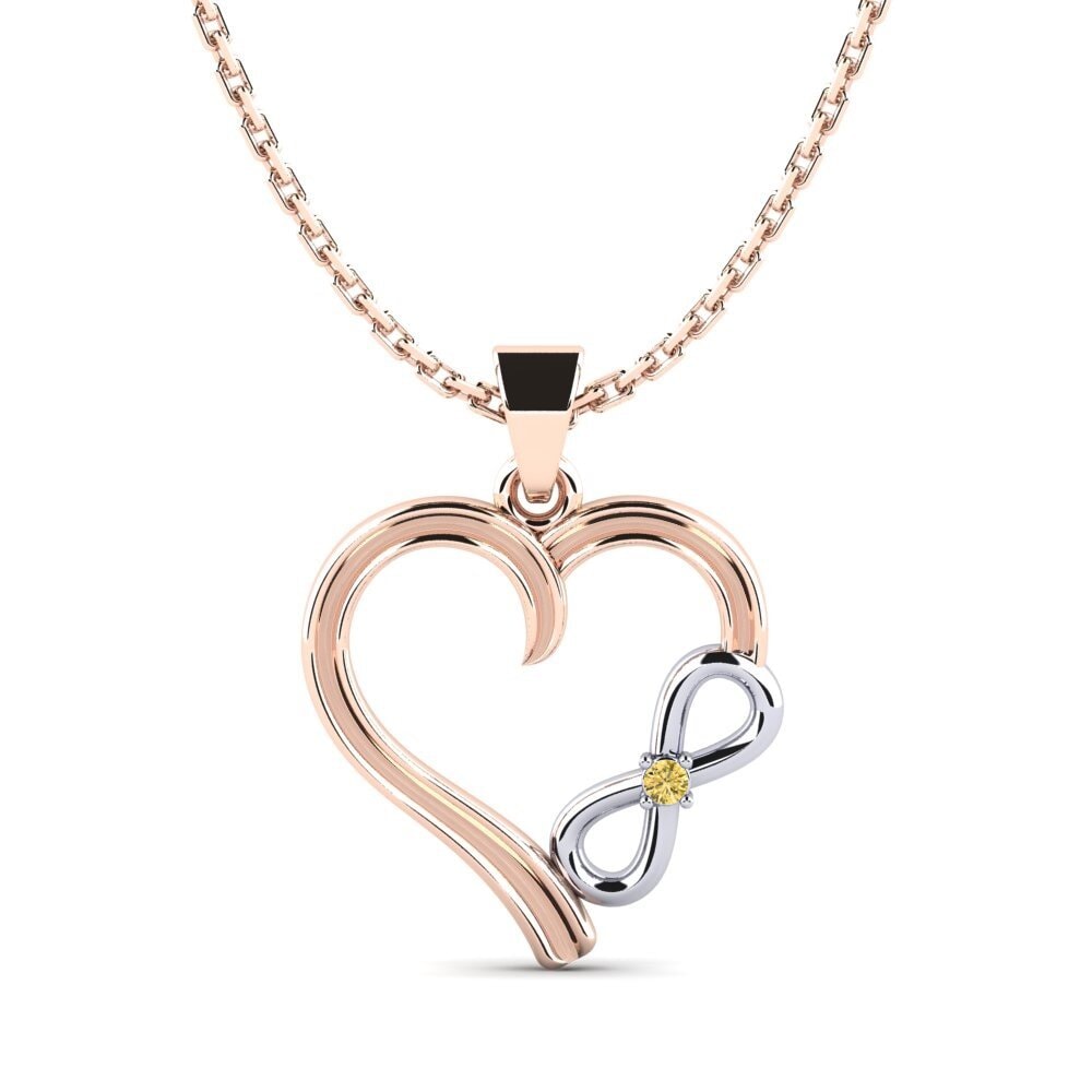 9k Oro Rosa & Blanco Diamante Amarillo Colgante de Mujer Lisa