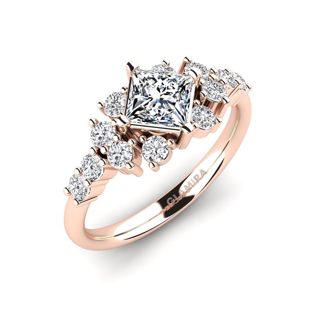 Buy 0.93 Carat Princess cut Zirconia 14ct Rose Gold Engagement Ring ...