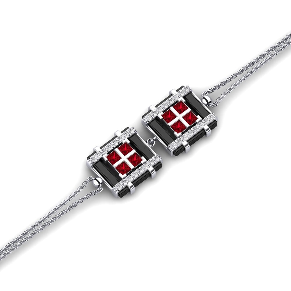 950 Palladium Red Zirconia Women's Bracelet Littrell