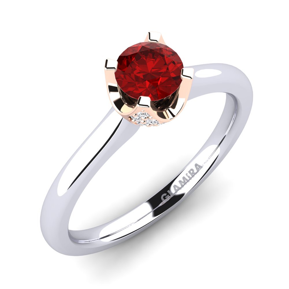 18ct White & Rose Gold Ruby (Lab Created) Engagement Ring Litzy