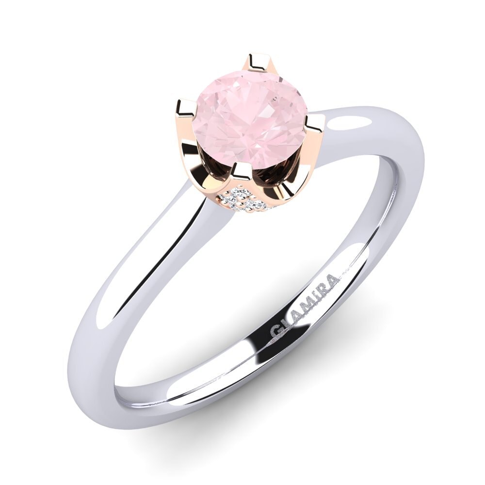 14ct White & Rose Gold Rose Quartz Engagement Ring Litzy