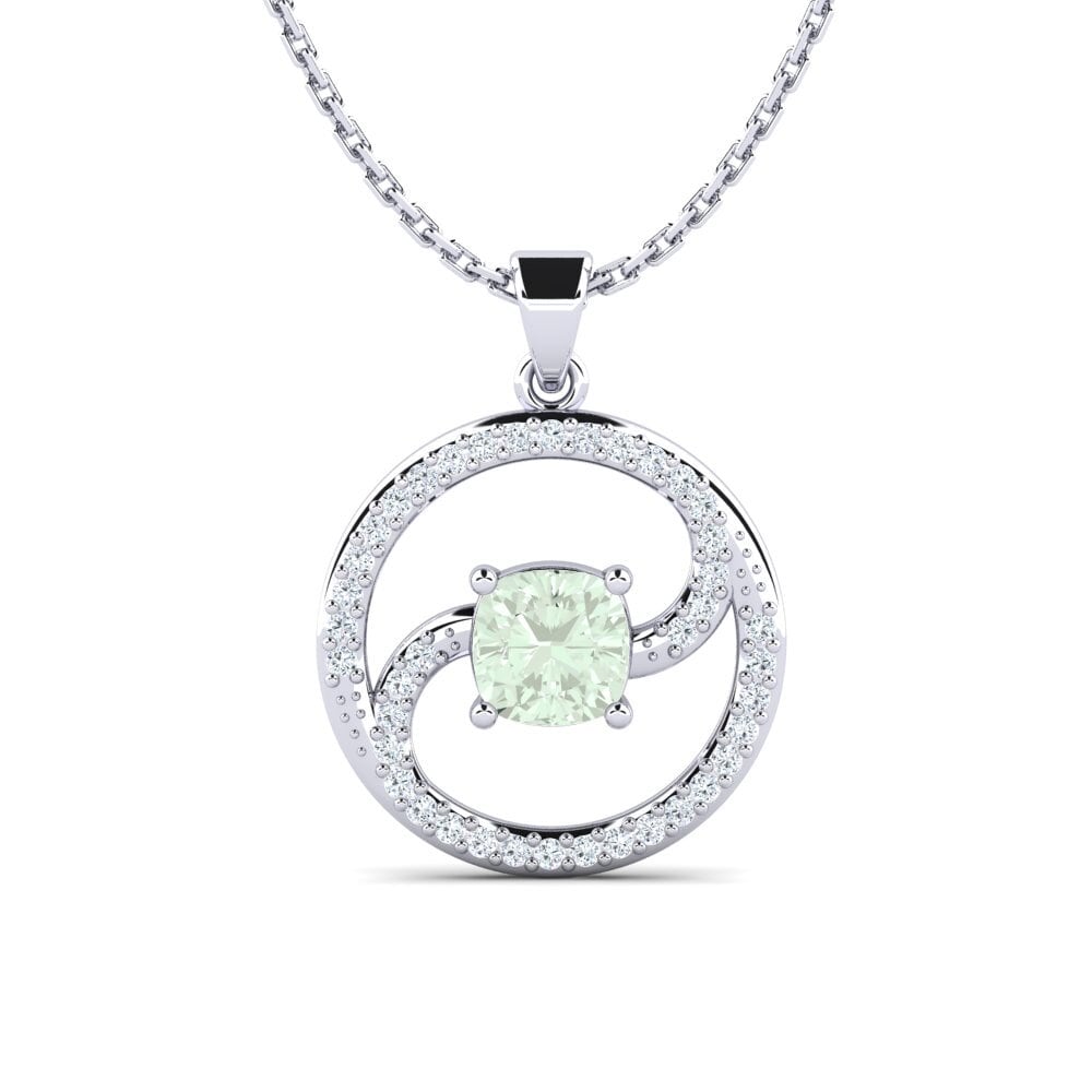 950 Palladium Green Amethyst Women's Pendant Liuba