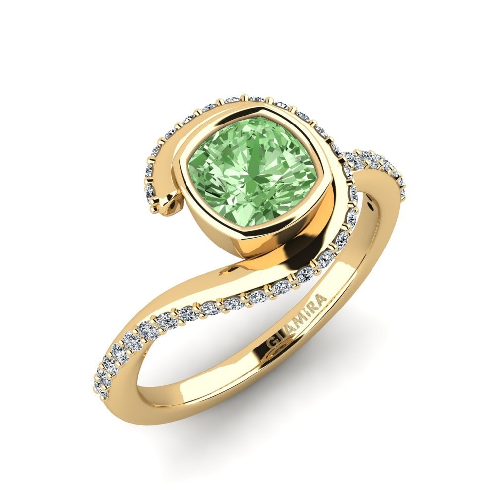 Green Diamond Engagement Ring Lmed