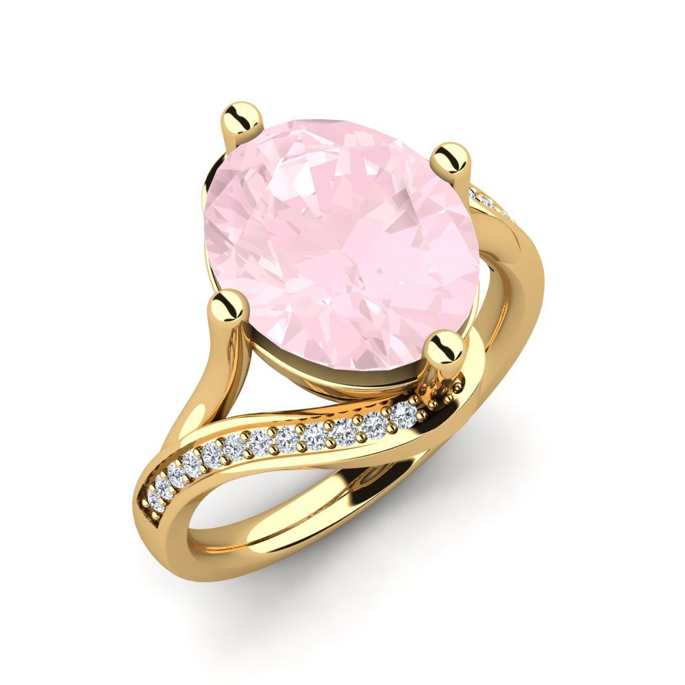 Or Jaune 18k Quartz Rose Bague Loagen