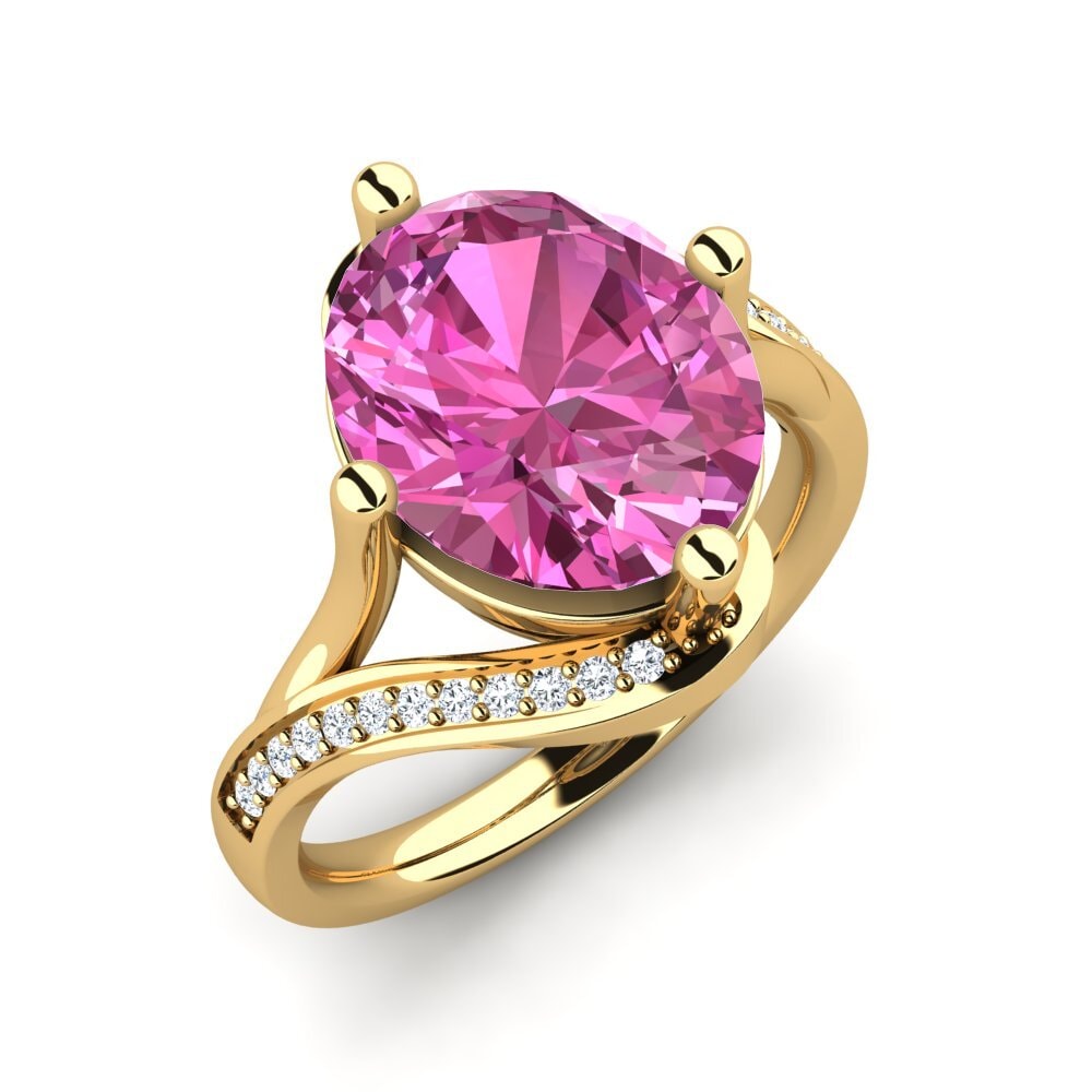 9k Oro Amarillo Topacio Rosa Anillo Loagen