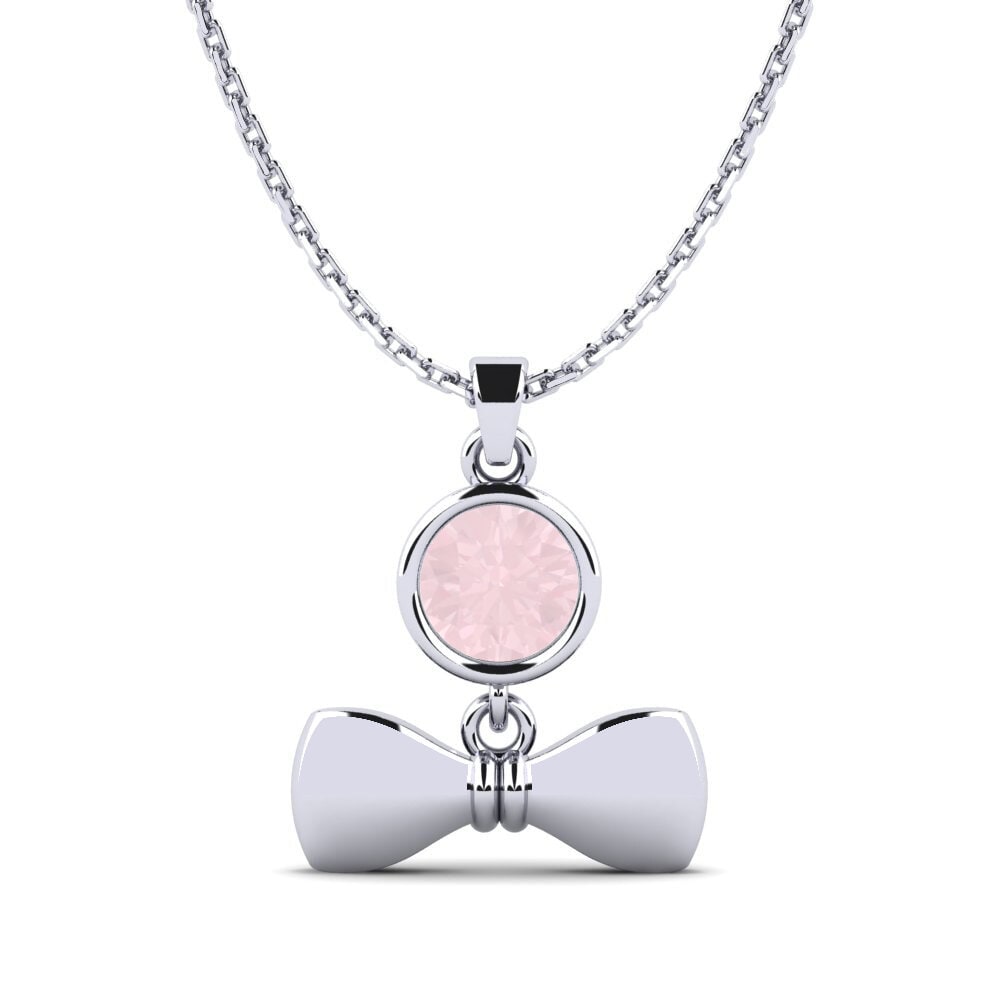 Plata 925 Cuarzo rosa Colgante de Mujer Loceaf