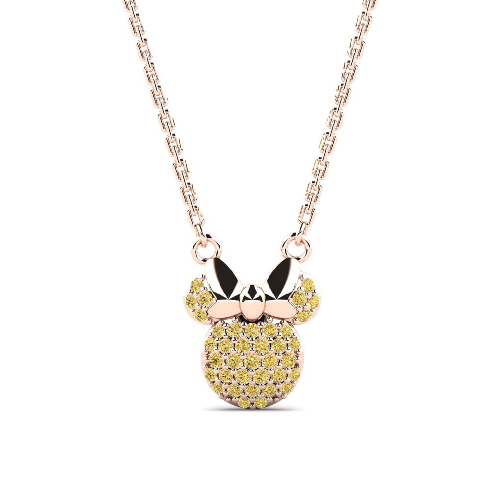 14ct Rose Gold Yellow Diamond Kid's Necklace Loche
