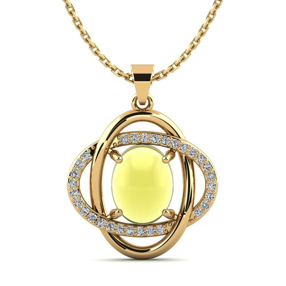 9k Oro Amarillo Topacio Limón Cabujón Colgante de Mujer Loella