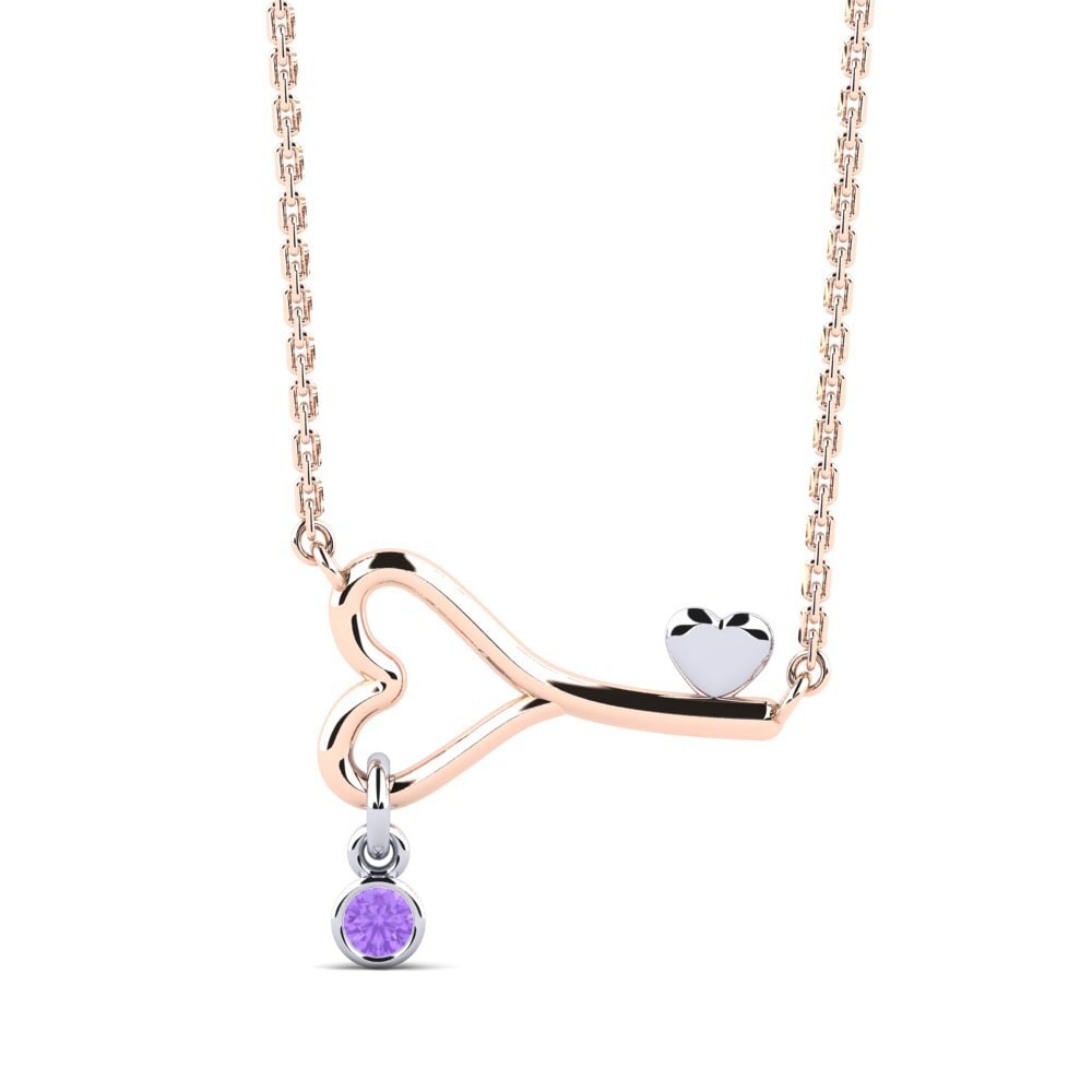 9k Oro Rosa & Blanco Amatista Collar de Mujer Loheckles