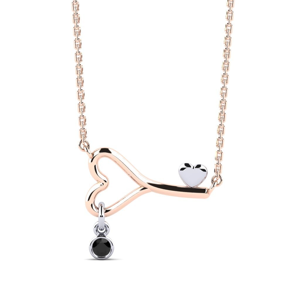 9k Oro Rosa & Blanco Ónix Negro Collar de Mujer Loheckles