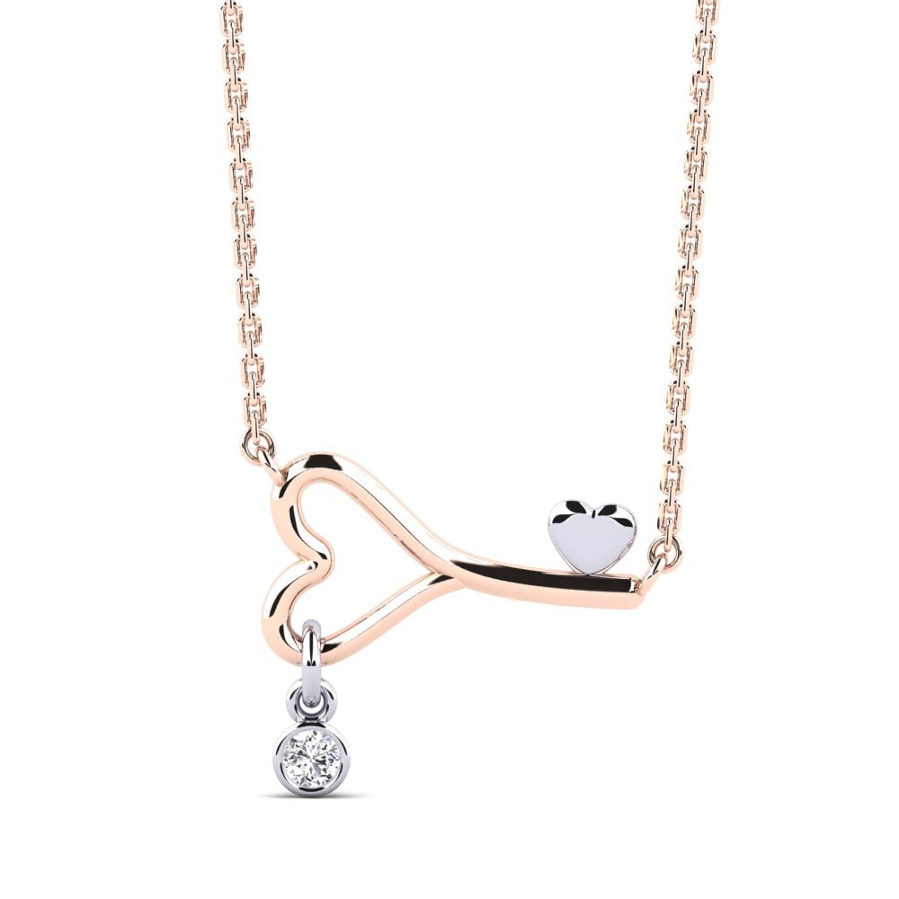 9k Oro Rosa & Blanco Diamante Collar de Mujer Loheckles