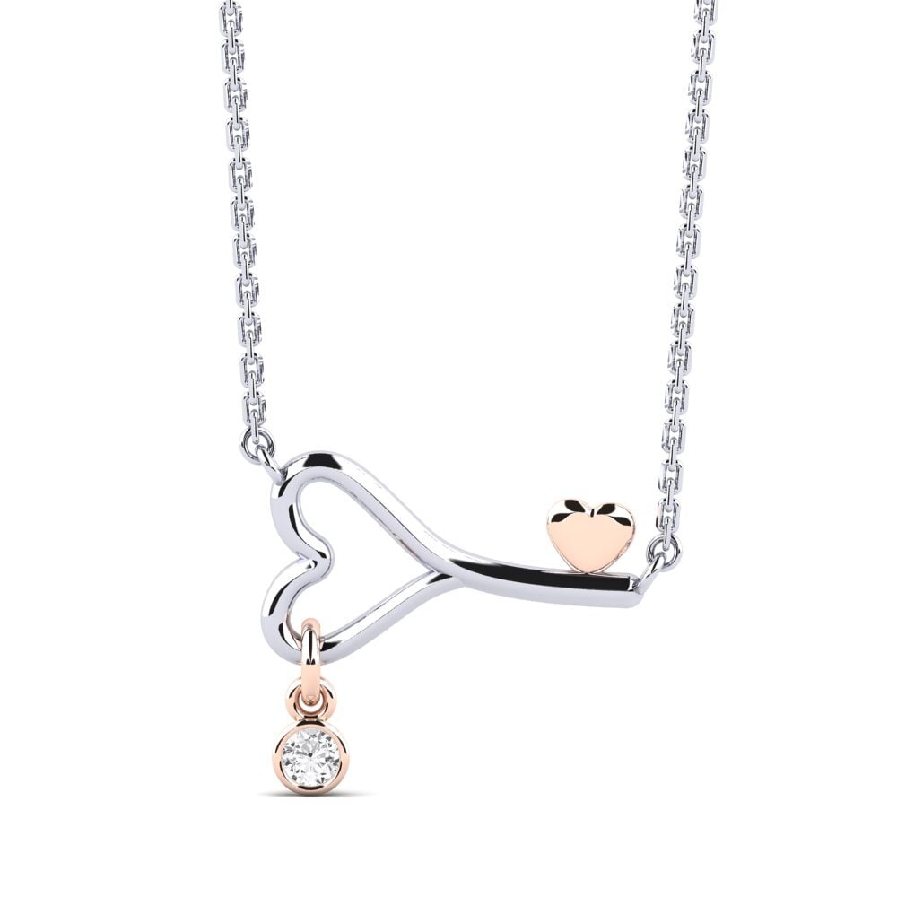18k Oro Blanco & Rosa Zafiro blanco Collar de Mujer Loheckles