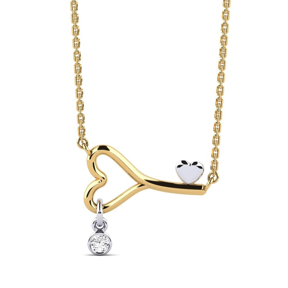 9k Oro Amarillo & Blanco Zafiro blanco Collar de Mujer Loheckles