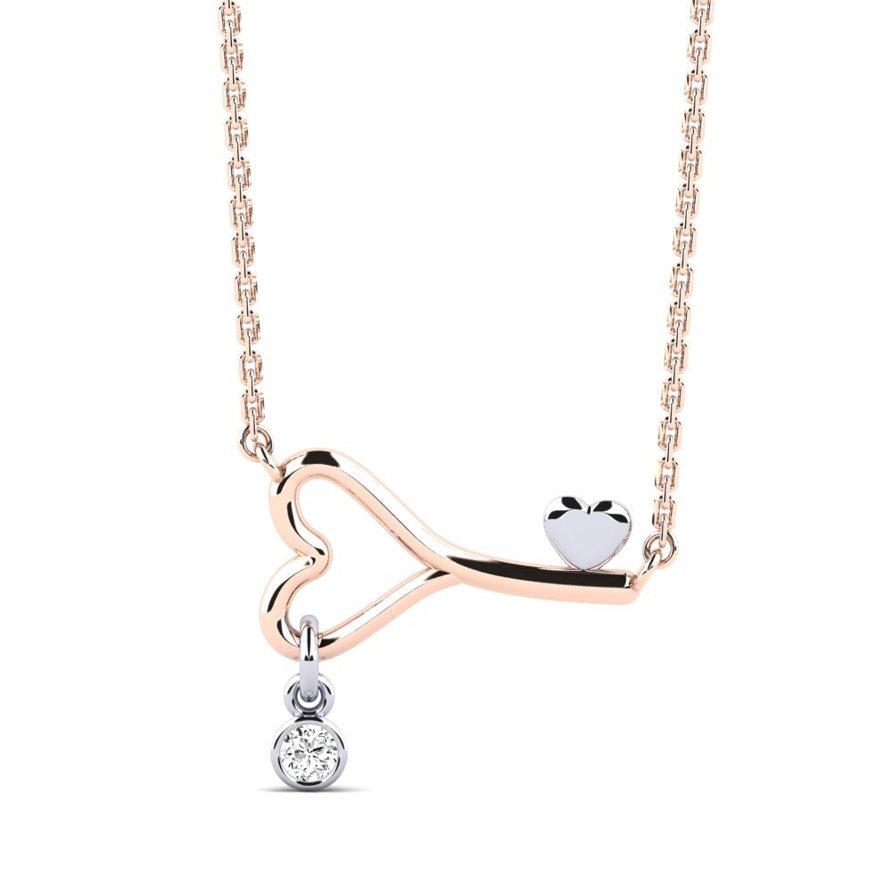 18k Oro Rosa & Blanco Moissanita Collar de Mujer Loheckles
