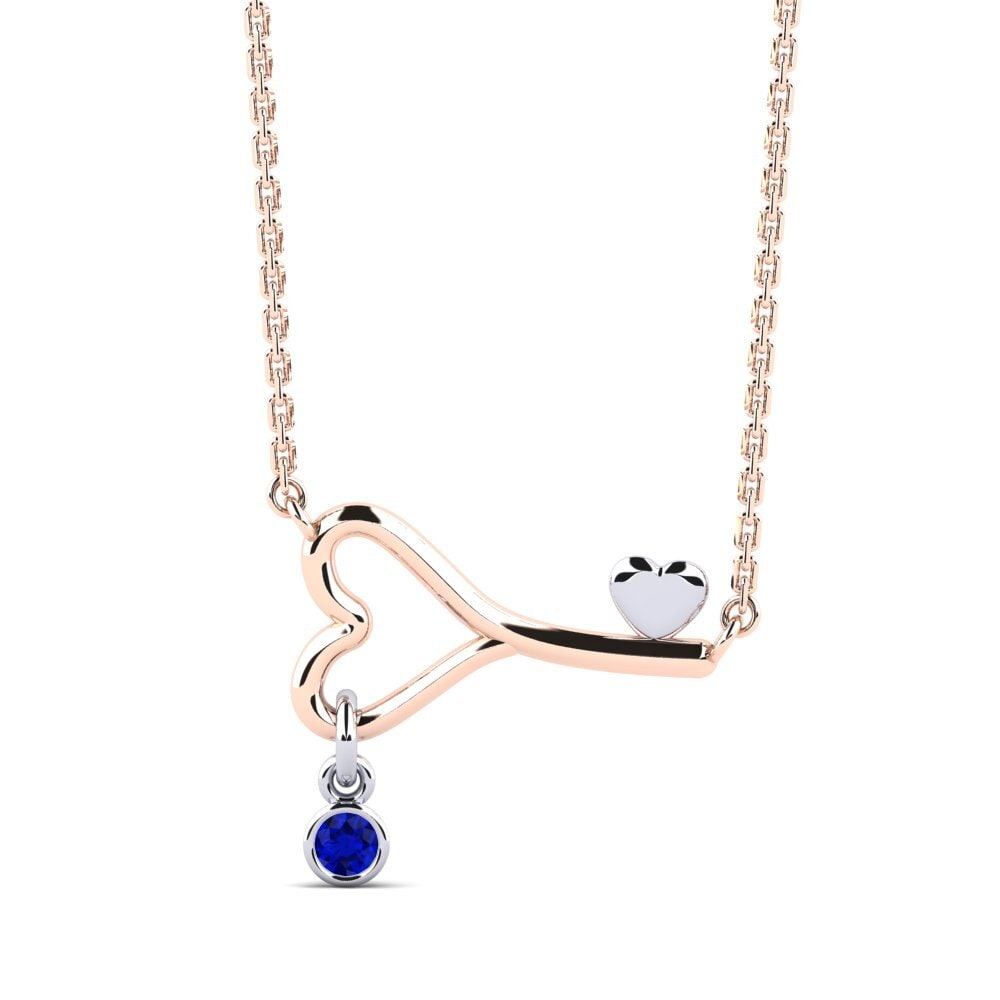 9k Oro Rosa & Blanco Zafiro Collar de Mujer Loheckles