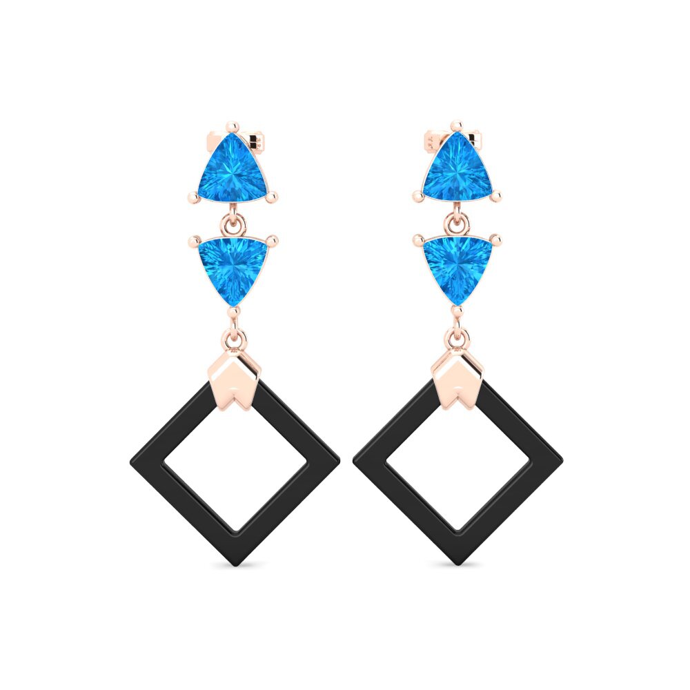9ct Rose Gold Blue Topaz Women's Earring Loida